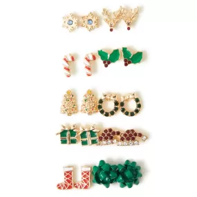 Accessorize London Women's Christmas Stud Earrings 10 Pack