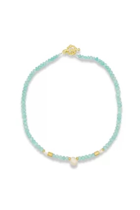 Amazonite Collar Necklace with pearls