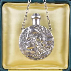 Antique Art Nouveau Perfume Bottle Pendant Necklace