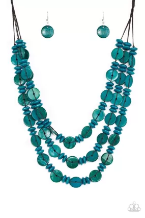 Barbados Bopper Blue Wood Necklace - Paparazzi Accessories