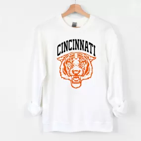 Cincinnati Tiger Black/Orange Sweatshirt on White