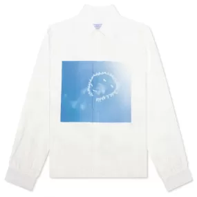 Cloud Smile LS Button Up Shirt - White