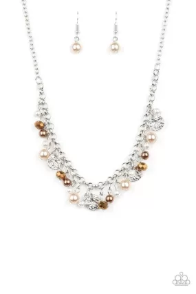 Coastal Cache Multi White & Brown Necklace - Paparazzi Accessories