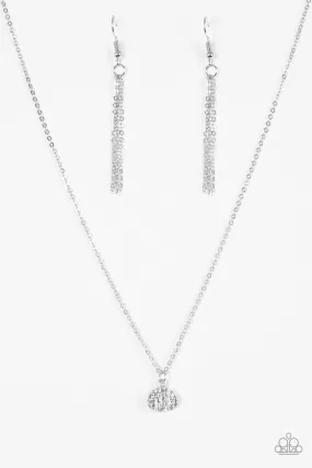 Diamond Debonair Silver and White Rhinestone Necklace - Paparazzi Accessories