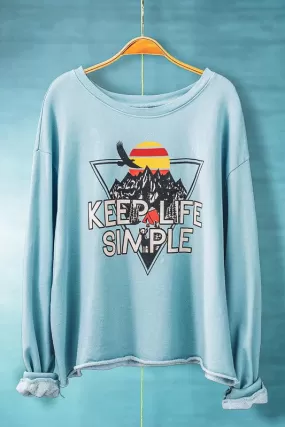 KEEP LIFE SIMPLE LIGHT BLUE MINERAL WASHED CROPPED SWEATSHIRT