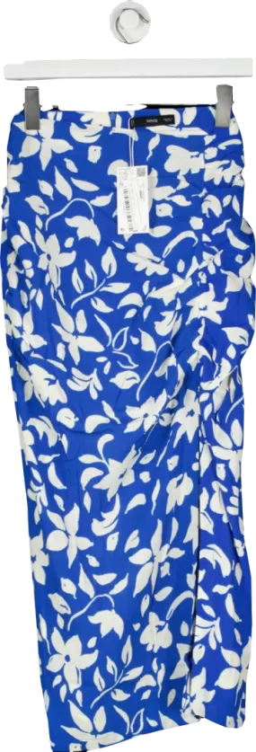 MANGO Blue Floral Printed Skirt With Slit BNWT  UK XL