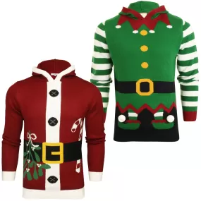 Mens Christmas Elf  and Rudolph Reindeer Xmas Jumper by Xact