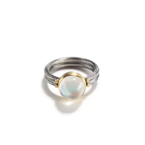 Moonstone, Diamond and Silver Ring