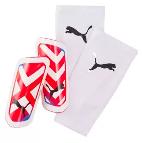 PUMA Ultra Flex Sleeve Shin Guards White/Red