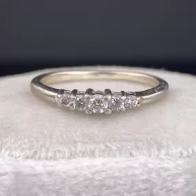 Vintage 10K White Gold Five Stone Diamond Ring, Sz 6